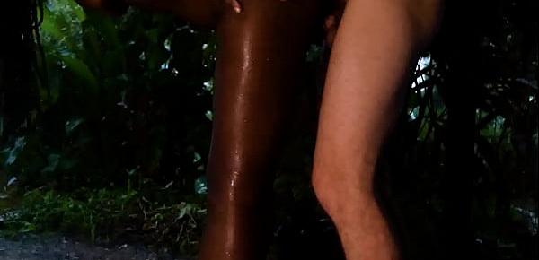  Fucking Hot Wet Ebony Milf In The Rain And Cumming Hard On Her Ass